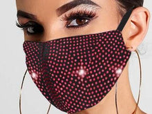 Load image into Gallery viewer, Red Glitter Studded Breathable Mouth Mask Reusable
