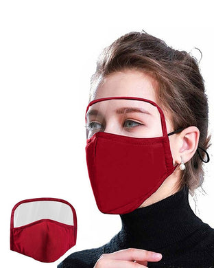Red Face Mask With Clear Window Visible