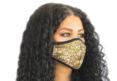 Gold sequin decorations glitter face mask