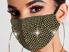 Load image into Gallery viewer, Gold Glitter Studded Breathable Mouth Mask Reusable