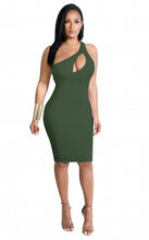 Load image into Gallery viewer, Army green Inclined Shoulder Design And Hollow Out