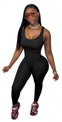 Black V-Neck Sleeveless Jumpsuit